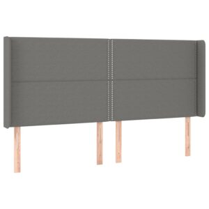 Κρεβάτι Boxspring με Στρώμα & LED Σκ.Γκρι 180x200 εκ Υφασμάτινο