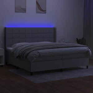 Κρεβάτι Boxspring με Στρώμα & LED Αν.Γκρι 200x200εκ. Υφασμάτινο