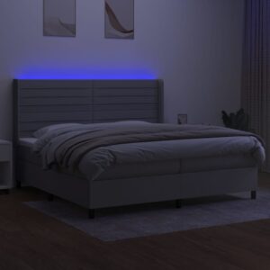 Κρεβάτι Boxspring με Στρώμα & LED Αν.Γκρι 200x200εκ. Υφασμάτινο