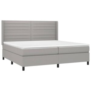 Κρεβάτι Boxspring με Στρώμα & LED Αν.Γκρι 200x200εκ. Υφασμάτινο