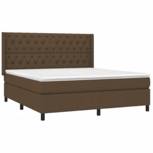 Κρεβάτι Boxspring με Στρώμα & LED Σκ.Καφέ 160x200εκ. Υφασμάτινο