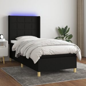 Κρεβάτι Boxspring με Στρώμα & LED Μαύρο 80x200 εκ. Υφασμάτινο