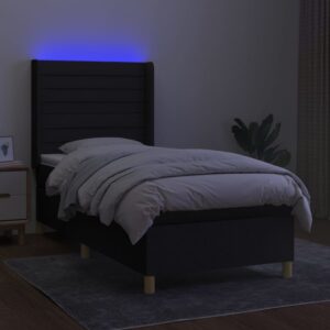 Κρεβάτι Boxspring με Στρώμα & LED Μαύρο 80x200 εκ. Υφασμάτινο