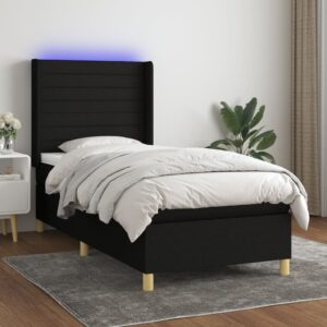 Κρεβάτι Boxspring με Στρώμα & LED Μαύρο 80x200 εκ. Υφασμάτινο