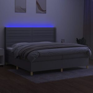 Κρεβάτι Boxspring με Στρώμα & LED Αν.Γκρι 200x200εκ. Υφασμάτινο