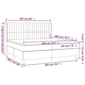 Κρεβάτι Boxspring με Στρώμα & LED Κρεμ 200x200 εκ. Υφασμάτινο