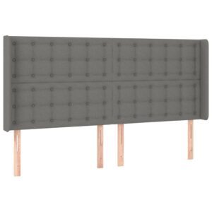 Κρεβάτι Boxspring με Στρώμα & LED Σκ.Γκρι 180x200 εκ Υφασμάτινο