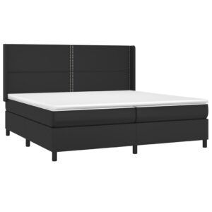 Κρεβάτι Boxspring με Στρώμα & LED Μαύρο 200x200 εκ. Συνθ. Δέρμα