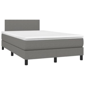 Κρεβάτι Boxspring με Στρώμα & LED Σκ.Γκρι 120x200 εκ Υφασμάτινο