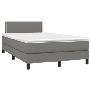 Κρεβάτι Boxspring με Στρώμα & LED Σκ.Γκρι 120x200 εκ Υφασμάτινο