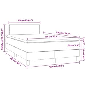 Κρεβάτι Boxspring με Στρώμα & LED Σκ.Γκρι 120x200 εκ Υφασμάτινο