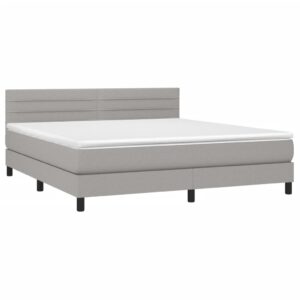 Κρεβάτι Boxspring με Στρώμα & LED Αν.Γκρι 180x200 εκ Υφασμάτινο