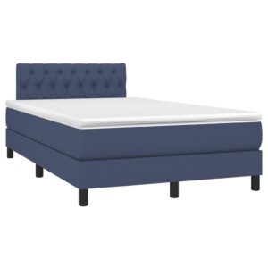 Κρεβάτι Boxspring με Στρώμα & LED Μπλε 120x200 εκ. Υφασμάτινο