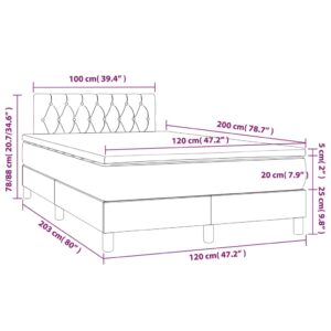 Κρεβάτι Boxspring με Στρώμα & LED Μπλε 120x200 εκ. Υφασμάτινο