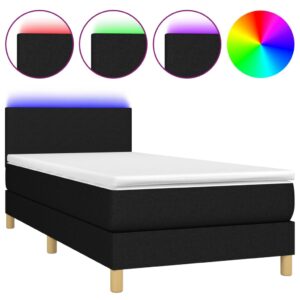 Κρεβάτι Boxspring με Στρώμα & LED Μαύρο 80x200 εκ. Υφασμάτινο