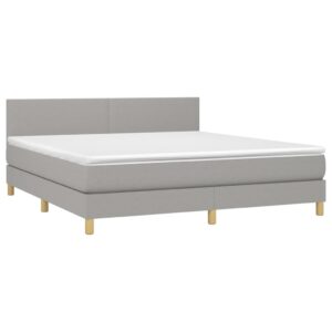 Κρεβάτι Boxspring με Στρώμα & LED Αν.Γκρι 180x200 εκ Υφασμάτινο