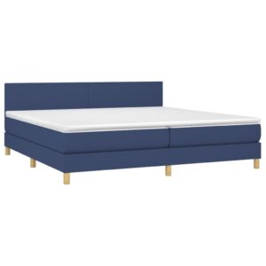 Κρεβάτι Boxspring με Στρώμα & LED Μπλε 200x200 εκ. Υφασμάτινο