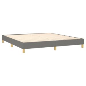 Κρεβάτι Boxspring με Στρώμα & LED Σκ.Γκρι 160x200 εκ Υφασμάτινο