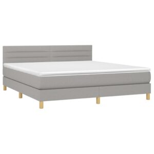 Κρεβάτι Boxspring με Στρώμα & LED Αν.Γκρι 180x200 εκ Υφασμάτινο