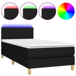 Κρεβάτι Boxspring με Στρώμα & LED Μαύρο 80x200 εκ. Υφασμάτινο