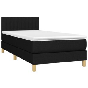 Κρεβάτι Boxspring με Στρώμα & LED Μαύρο 80x200 εκ. Υφασμάτινο