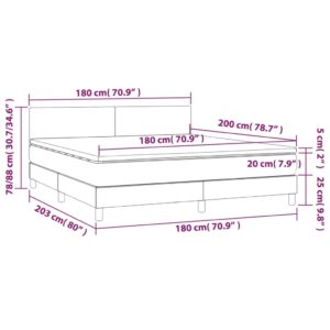 Κρεβάτι Boxspring με Στρώμα & LED Καφέ 180x200 εκ. Συνθ. Δέρμα