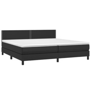 Κρεβάτι Boxspring με Στρώμα & LED Μαύρο 200x200 εκ. Συνθ. Δέρμα