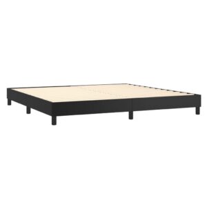 Κρεβάτι Boxspring με Στρώμα & LED Μαύρο 200x200 εκ. Συνθ. Δέρμα