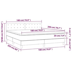 Κρεβάτι Boxspring με Στρώμα & LED Κρεμ 180x200 εκ. Συνθ. Δέρμα