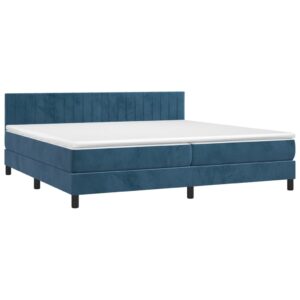 Κρεβάτι Boxspring με Στρώμα & LED Σκ. Μπλε 200x200εκ. Βελούδινο