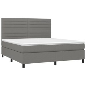 Κρεβάτι Boxspring με Στρώμα & LED Σκ.Γκρι 180x200 εκ Υφασμάτινο