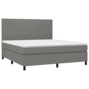 Κρεβάτι Boxspring με Στρώμα & LED Σκ.Γκρι 180x200 εκ Υφασμάτινο