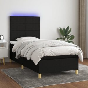 Κρεβάτι Boxspring με Στρώμα & LED Μαύρο 80x200 εκ. Υφασμάτινο