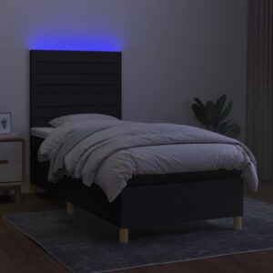 Κρεβάτι Boxspring με Στρώμα & LED Μαύρο 80x200 εκ. Υφασμάτινο