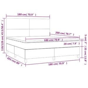 Κρεβάτι Boxspring με Στρώμα & LED Καφέ 180x200 εκ. Συνθ. Δέρμα