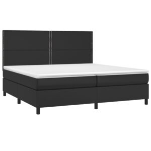 Κρεβάτι Boxspring με Στρώμα & LED Μαύρο 200x200 εκ. Συνθ. Δέρμα