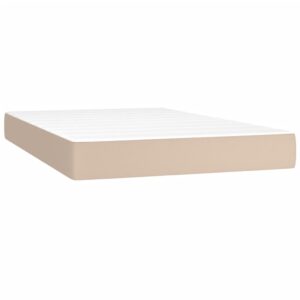 Κρεβάτι Boxspring Στρώμα&LED Καπουτσίνο 120x200 εκ. Συνθ. Δέρμα