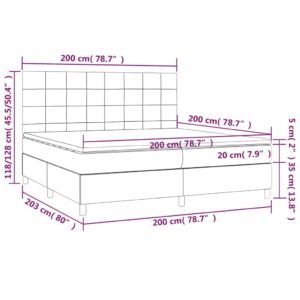 Κρεβάτι Boxspring με Στρώμα & LED Σκ. Πράσινο 200x200εκ Βελούδο