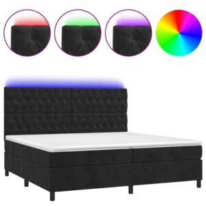 Κρεβάτι Boxspring με Στρώμα & LED Μαύρο 200x200 εκ. Βελούδινο