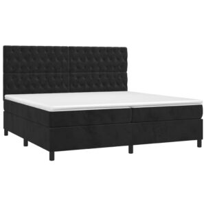 Κρεβάτι Boxspring με Στρώμα & LED Μαύρο 200x200 εκ. Βελούδινο