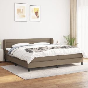 Κρεβάτι Boxspring με Στρώμα Taupe 200x200 εκ. Υφασμάτινο