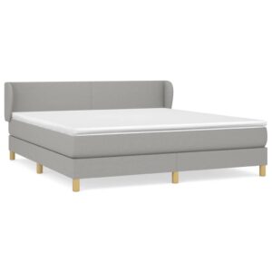 Κρεβάτι Boxspring με Στρώμα Ανοιχτό Γκρι 180x200 εκ. Υφασμάτινο