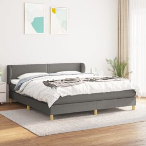 Κρεβάτι Boxspring με Στρώμα Σκούρο Γκρι 160x200 εκ Υφασμάτινο