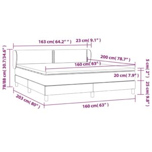 Κρεβάτι Boxspring με Στρώμα Σκούρο Γκρι 160x200 εκ Υφασμάτινο