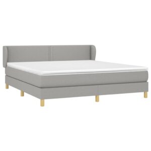 Κρεβάτι Boxspring με Στρώμα Ανοιχτό Γκρι 180x200 εκ. Υφασμάτινο