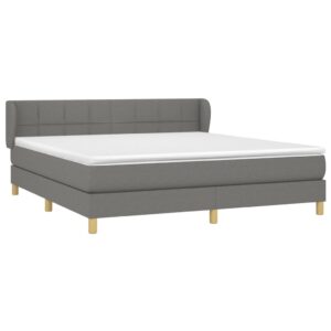 Κρεβάτι Boxspring με Στρώμα Σκούρο Γκρι 160x200 εκ Υφασμάτινο