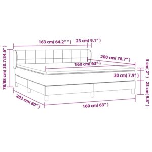 Κρεβάτι Boxspring με Στρώμα Σκούρο Γκρι 160x200 εκ Υφασμάτινο