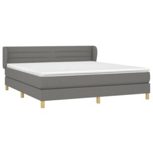 Κρεβάτι Boxspring με Στρώμα Σκούρο Γκρι 160x200 εκ Υφασμάτινο