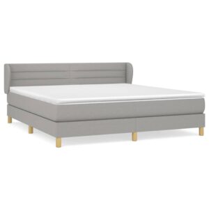 Κρεβάτι Boxspring με Στρώμα Ανοιχτό Γκρι 180x200 εκ. Υφασμάτινο