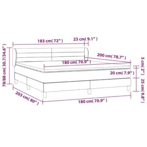 Κρεβάτι Boxspring με Στρώμα Ανοιχτό Γκρι 180x200 εκ. Υφασμάτινο